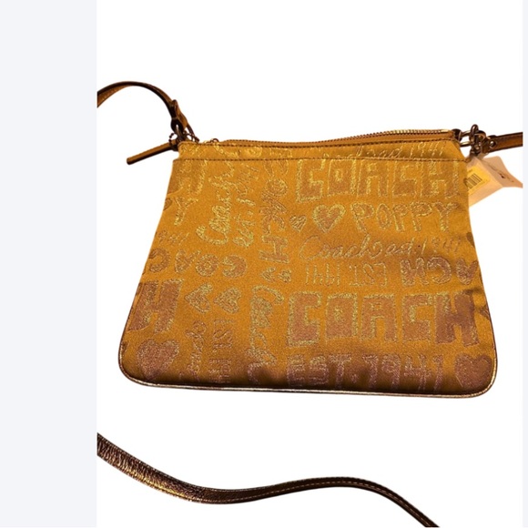 Coach Poppy NWT Bag Gold Metallic Lurex Crossbody Y2K Coach Poppy - Picture 12 of 17